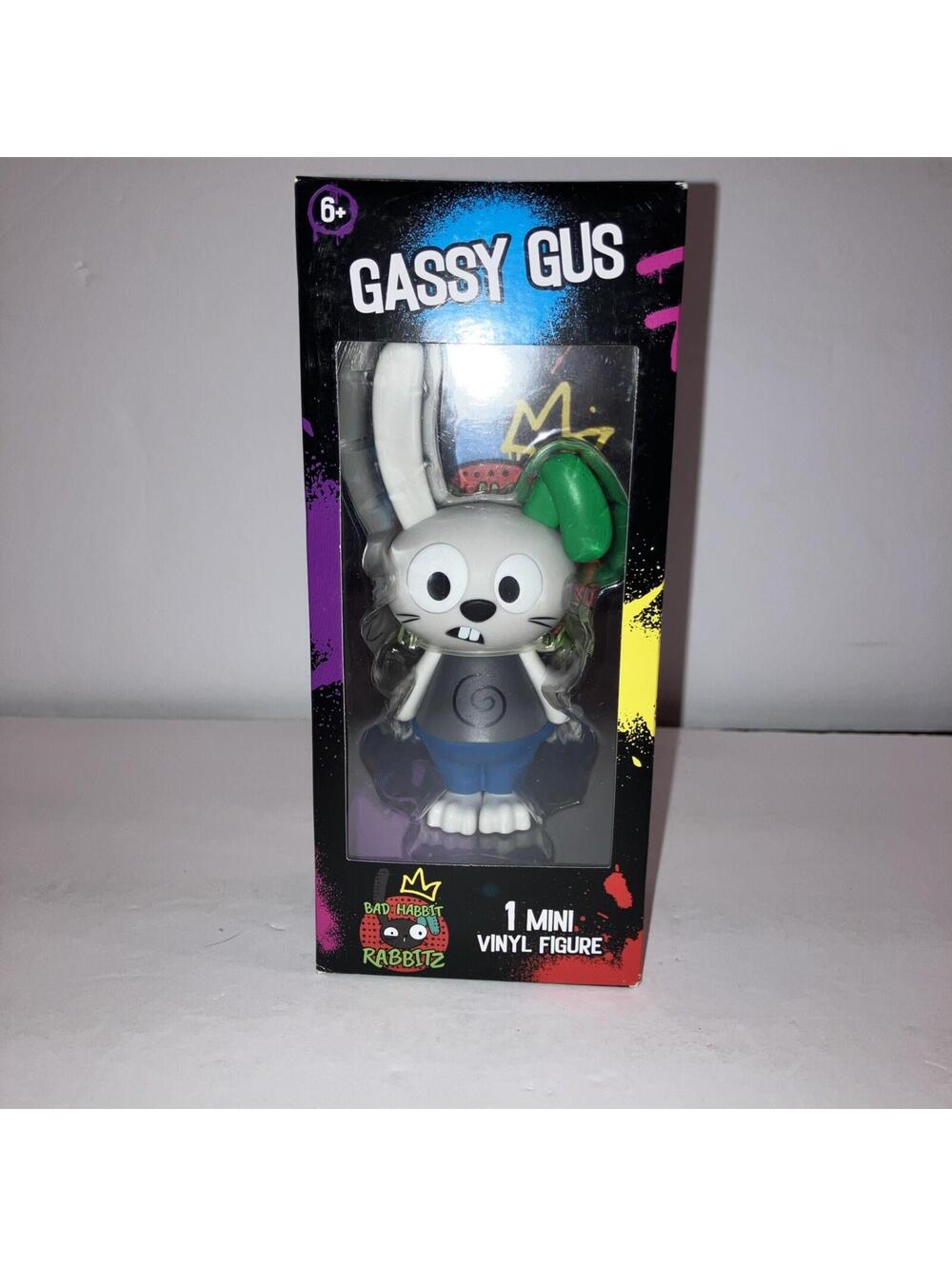 Bad Habbit Rabbitz Mini Vinyl Figure, Gassy Gus Bad Bunny Rabbit 4” NEW